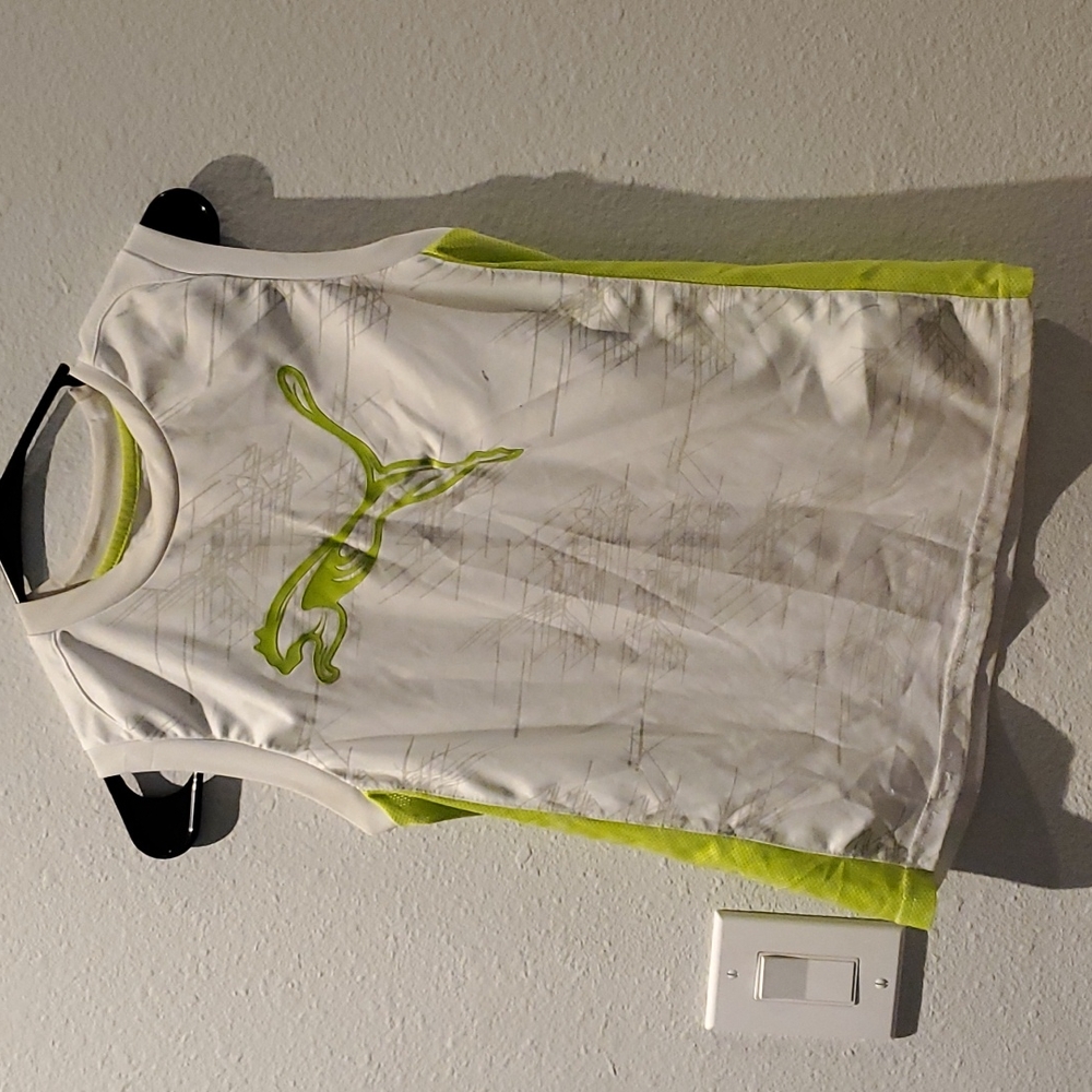 Green & White Puma Muscle Shirt